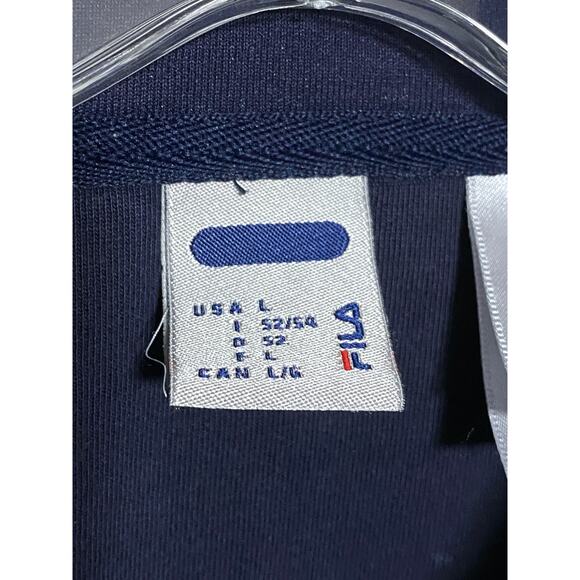 Fila Logo Track Jacket Full Zipper Navy Blue White Striped Sleeve Mens Large L - Picture 8 of 10